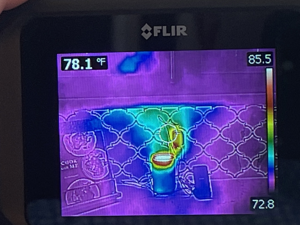 Simplified Construction image showing heat output via a FLIR thermal imaging camera